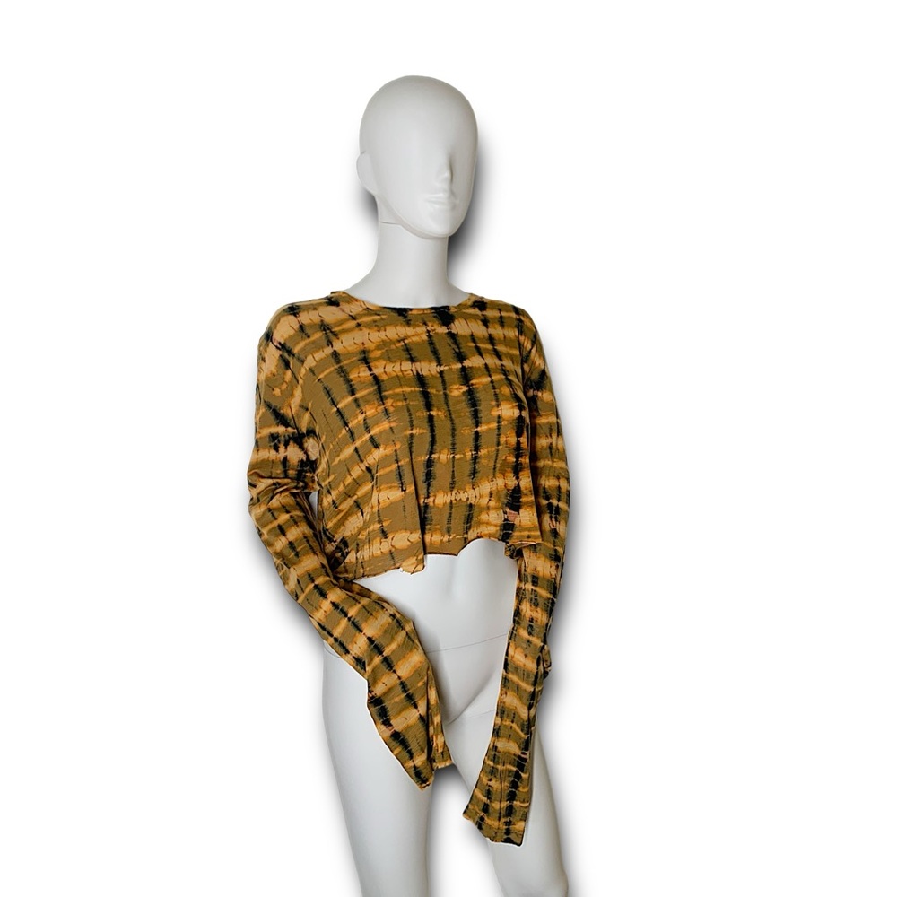 PROENZA SCHOULER LONG SLEEVE TIE DYE CROPPED SHIRT